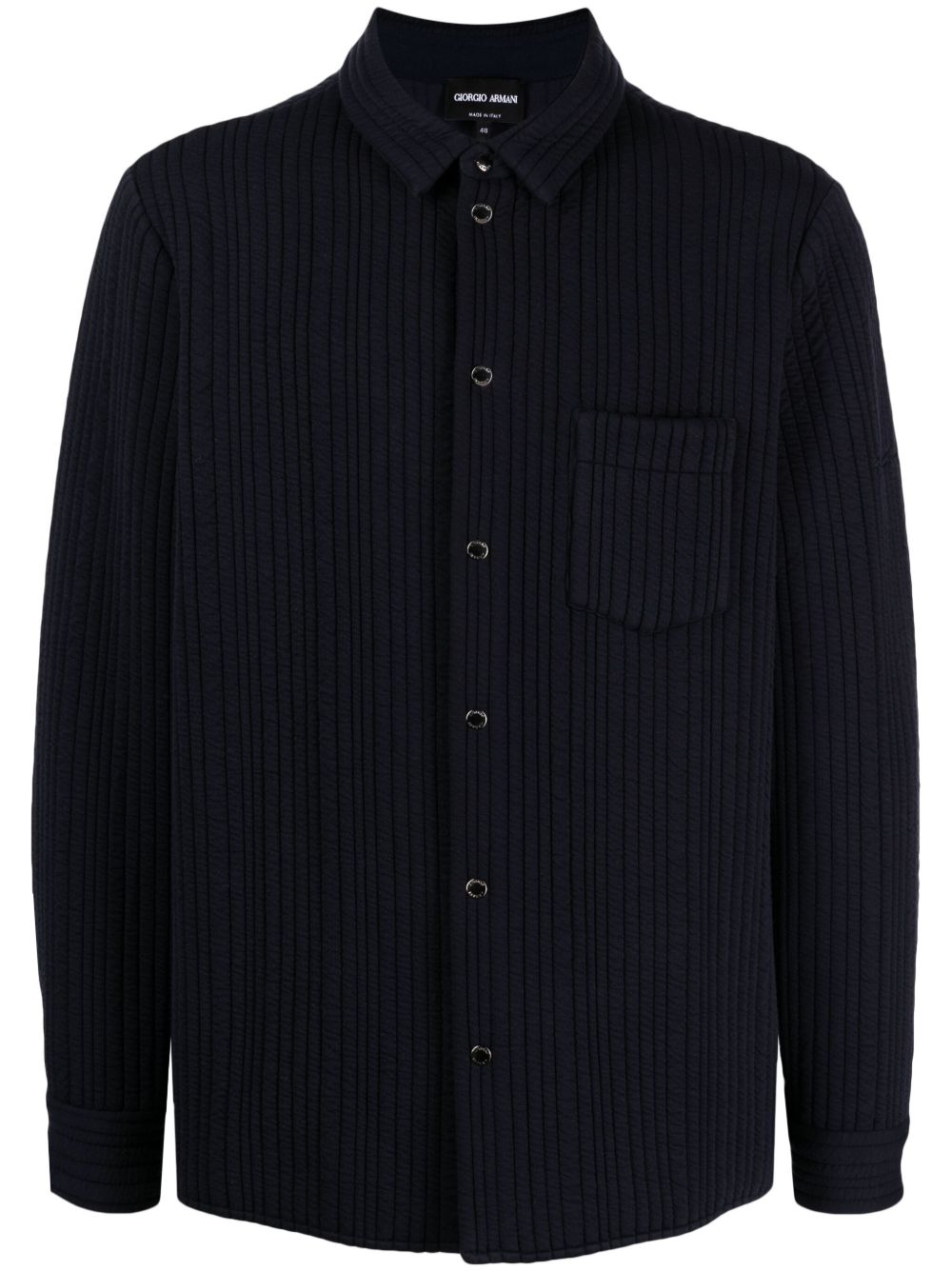 Giorgio Armani 绗缝摁扣衬衫 - 蓝色