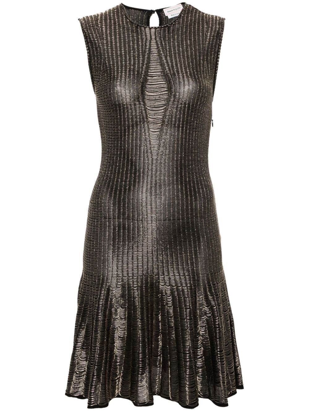 Alexander McQueen 金属感织线伞形连衣裙 - 黑色