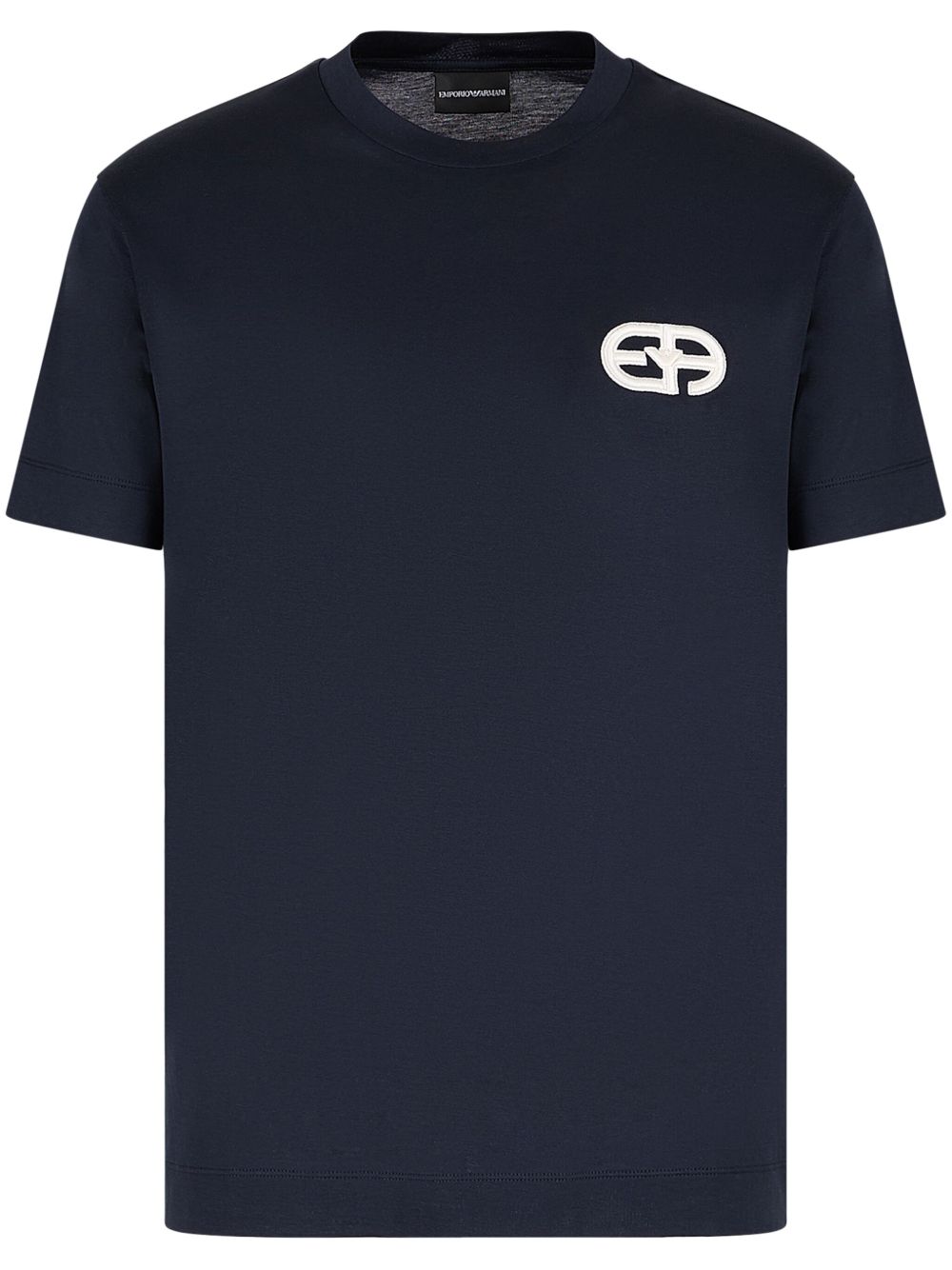 Emporio Armani 标贴平纹针织T恤 - 蓝色
