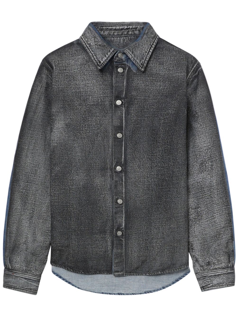 MM6 Maison Margiela 仿旧拼接牛仔衬衫 - 灰色