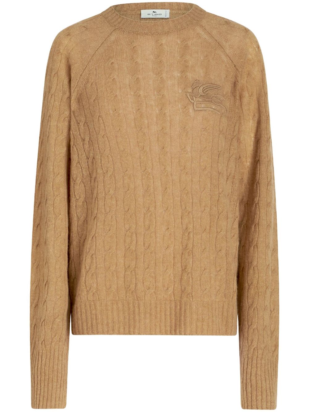 ETRO logo刺绣粗绞花针织毛衣 - 中性色
