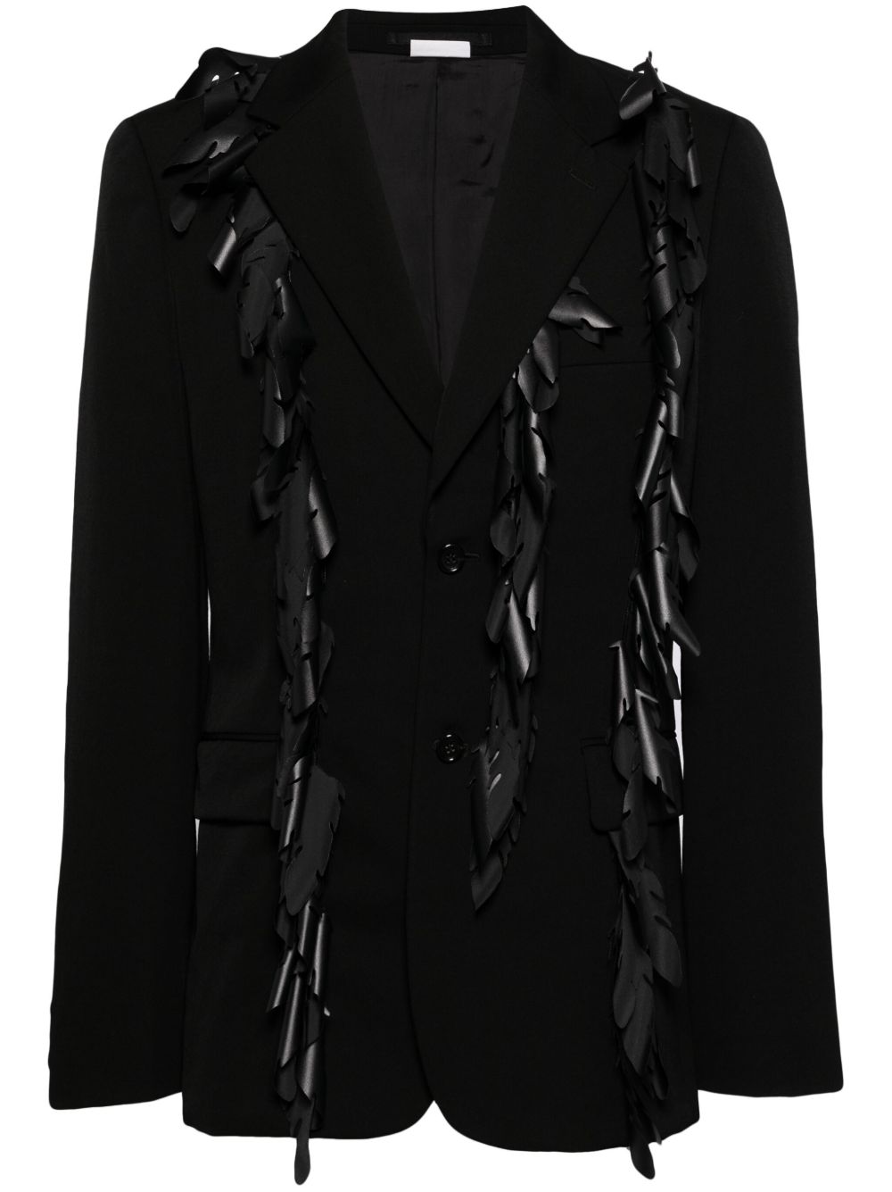 Comme des Garçons Homme Plus 流苏边羊毛西装夹克 - 黑色
