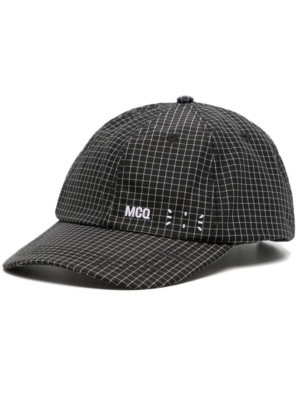MCQ logo刺绣格纹图案棒球帽 - 黑色