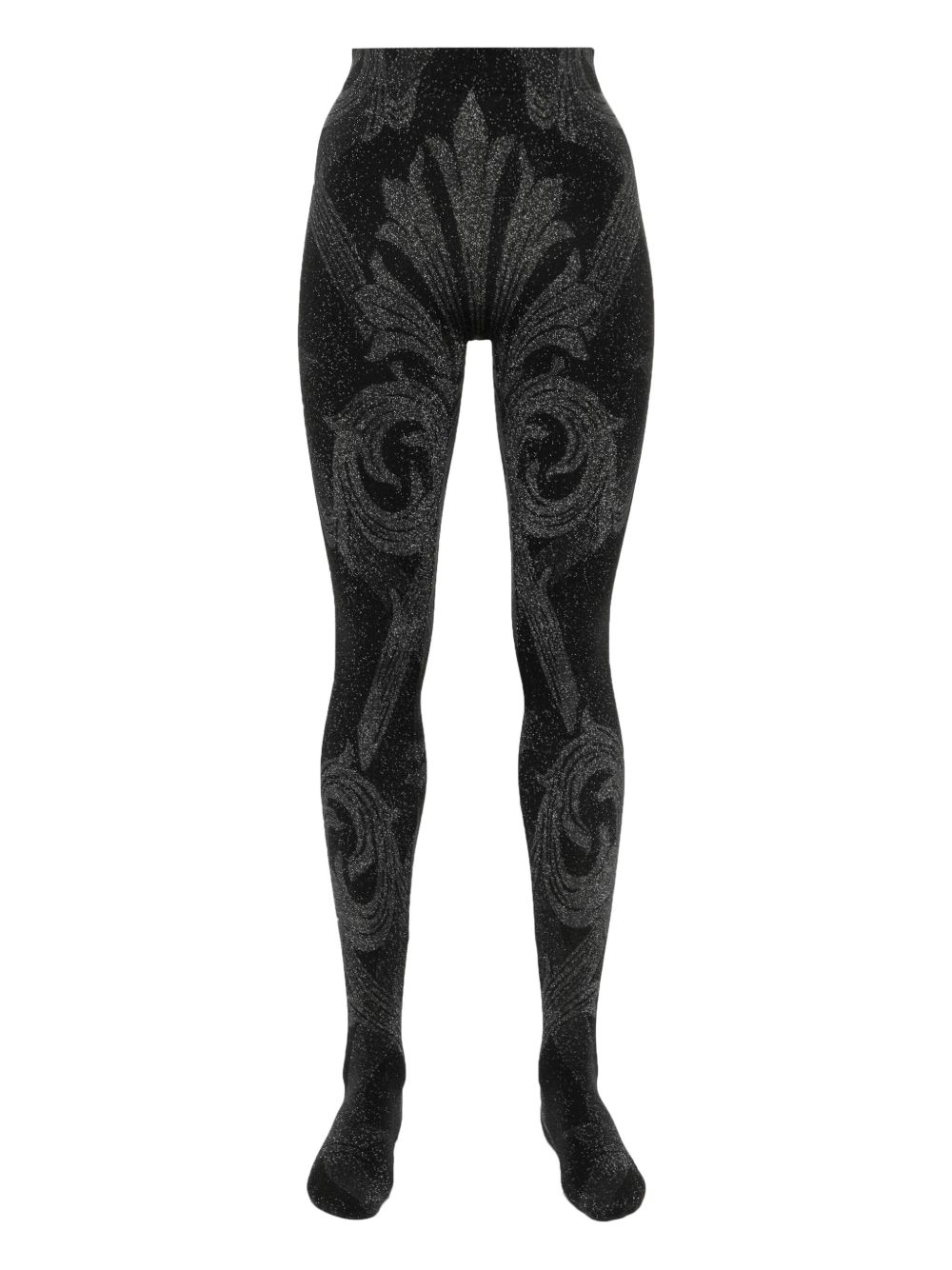 Wolford x ETRO 金属感织线提花打底裤袜 - 黑色