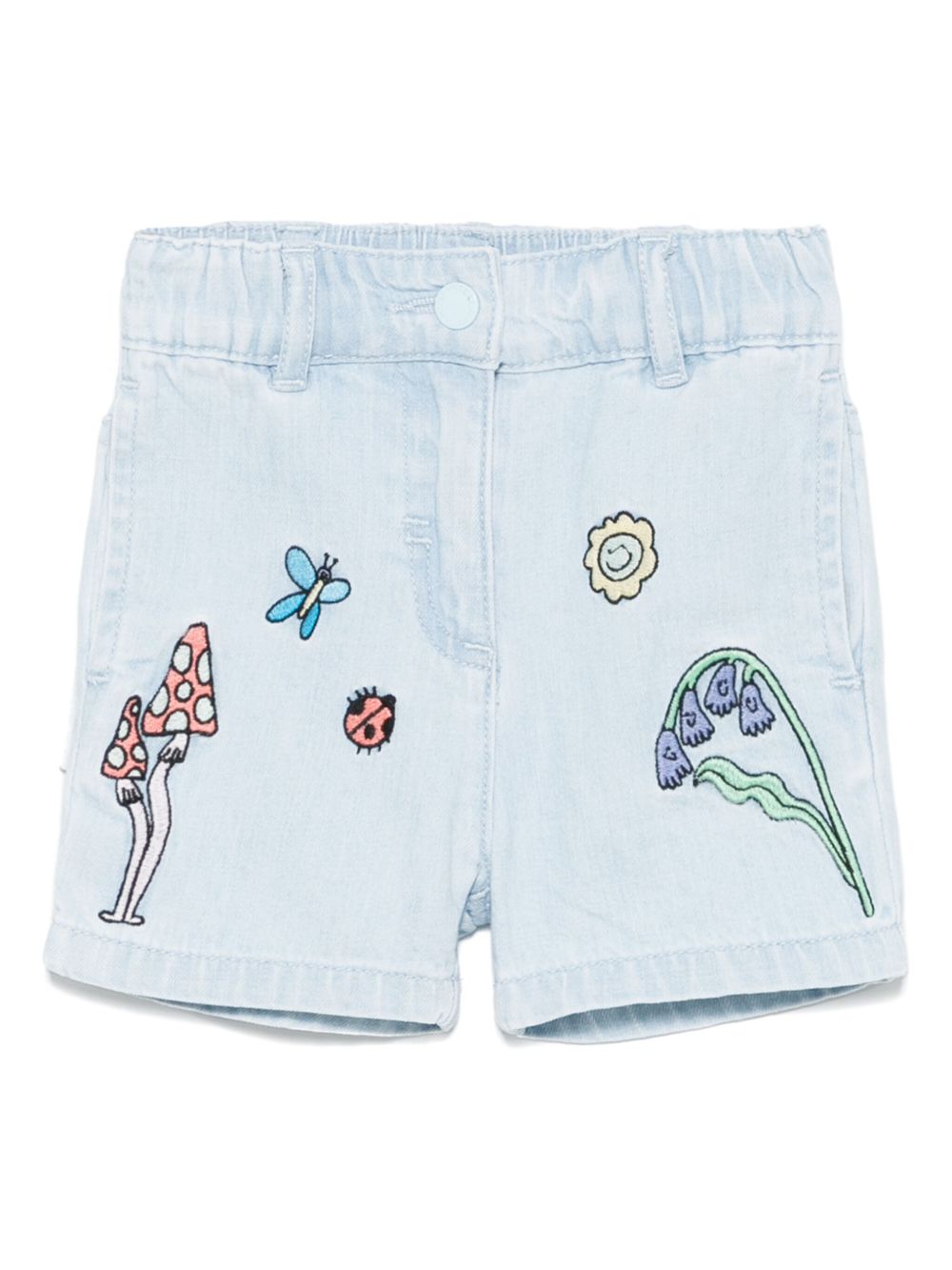 Stella McCartney Kids 刺绣牛仔短裤 - 蓝色