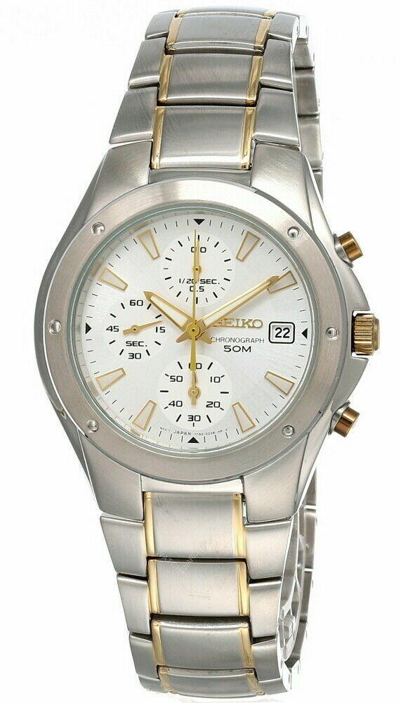 SEIKO Chrono 41MM Silver Dial 2-Tone SS Men's Watch SND583