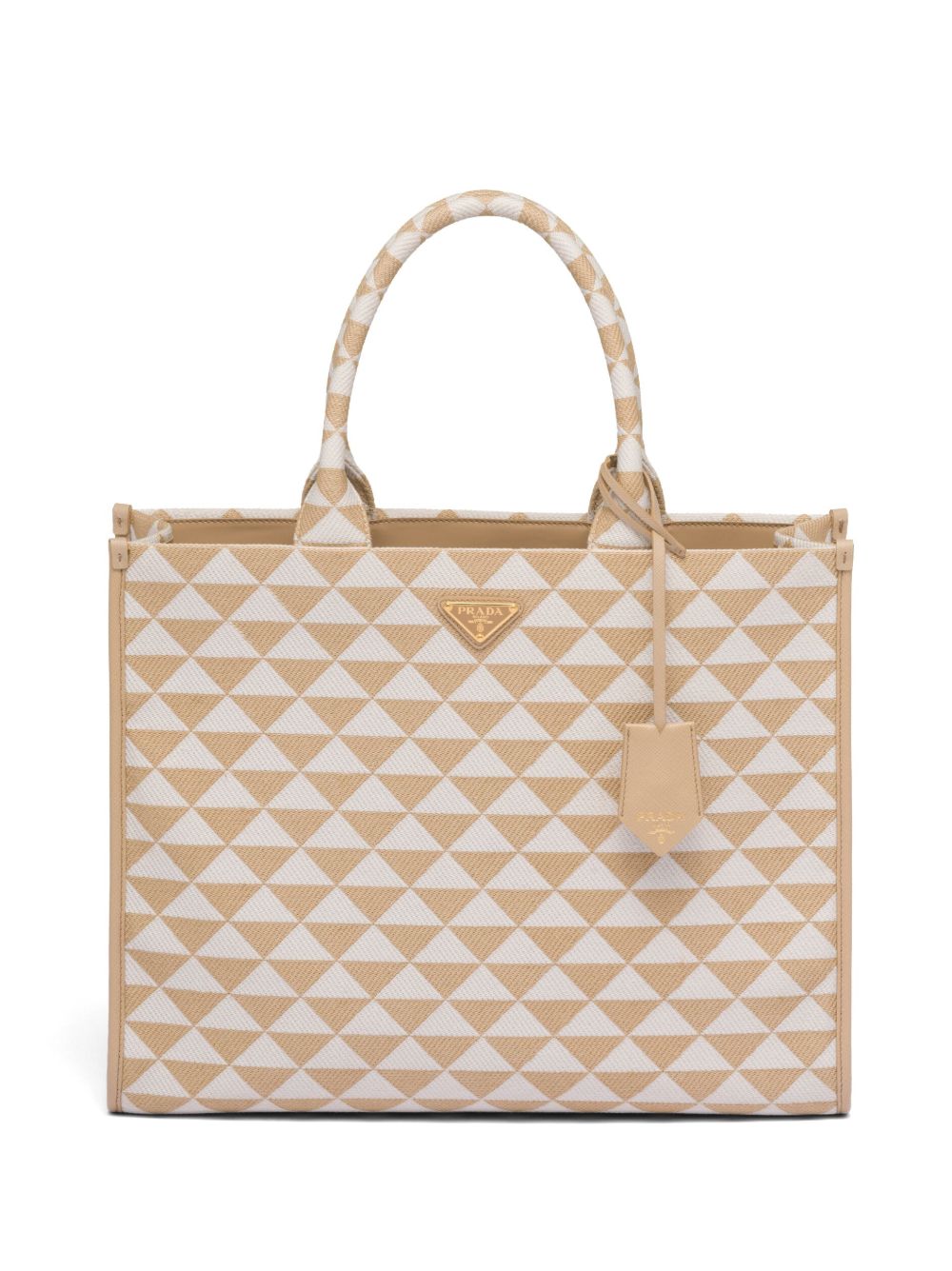 Prada Symbole 刺绣手提包 - 中性色