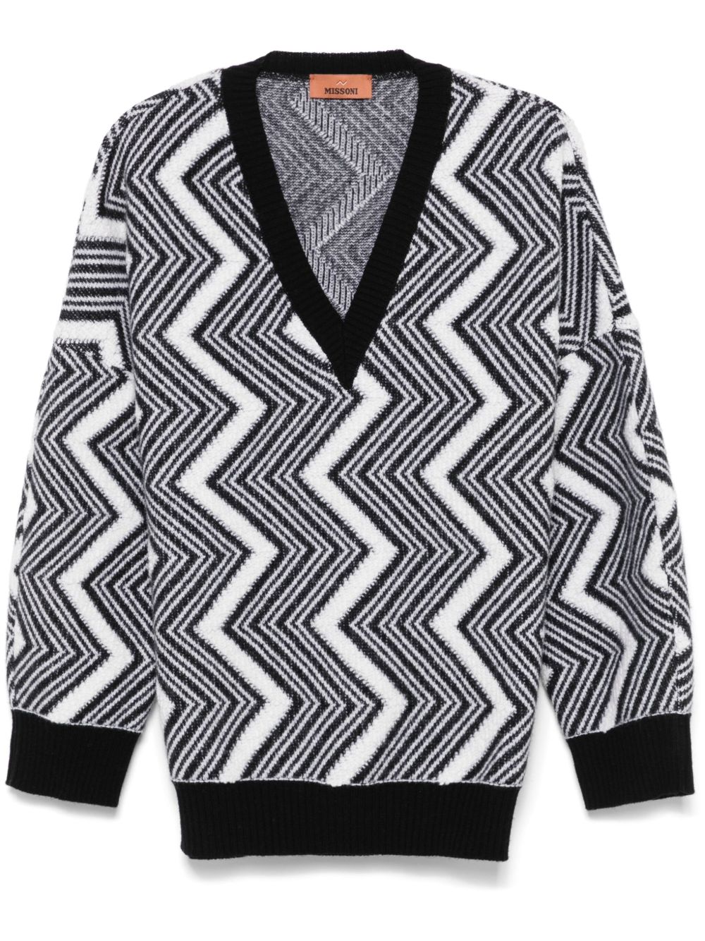 Missoni Z字形图案羊毛毛衣 - 黑色