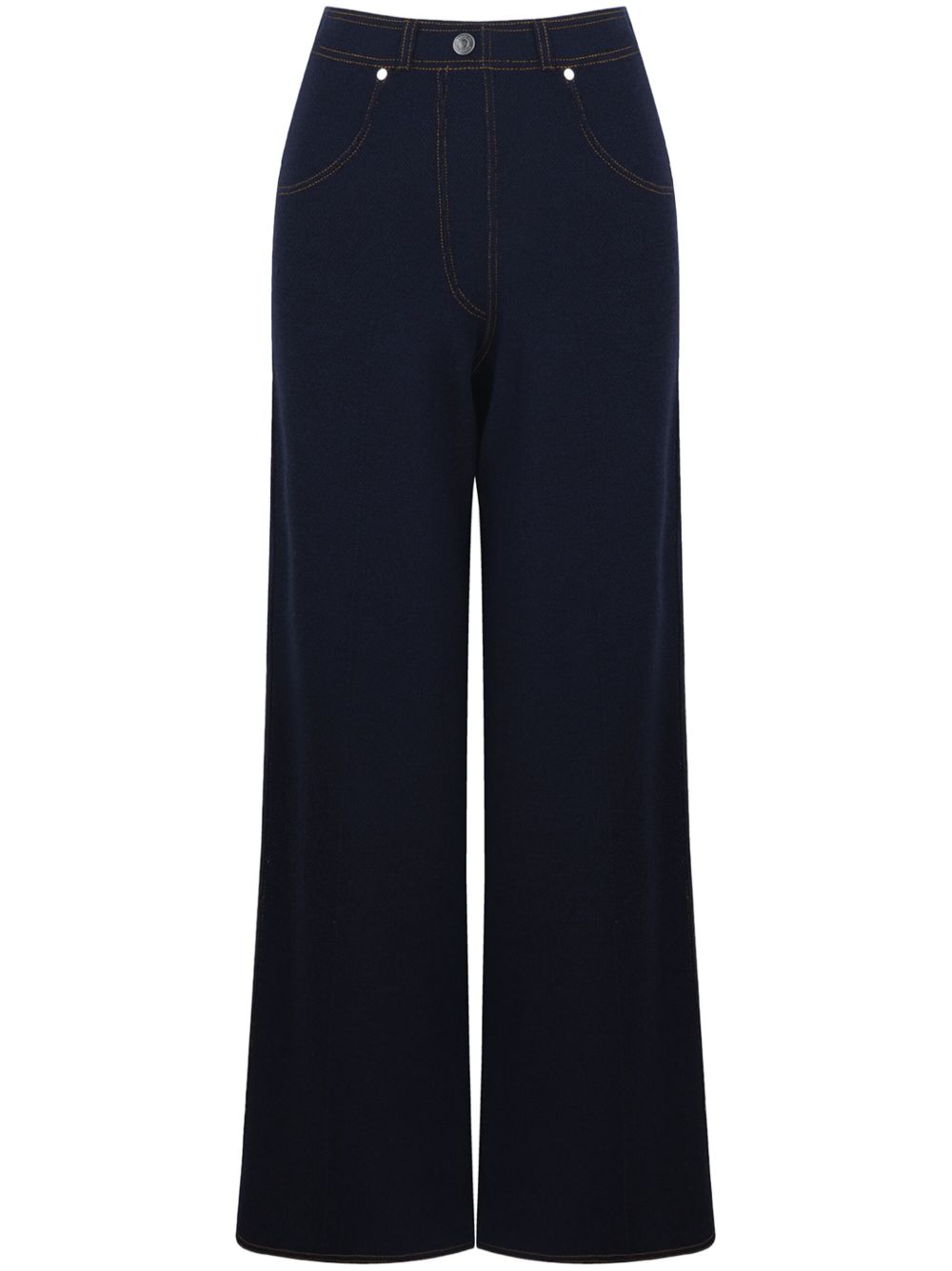 Ports 1961 Opulent 针织喇叭裤 - 蓝色