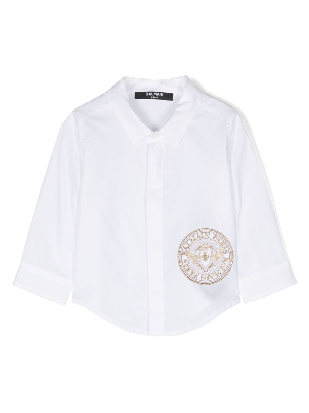 Balmain Kids 标贴棉衬衫 - 白色