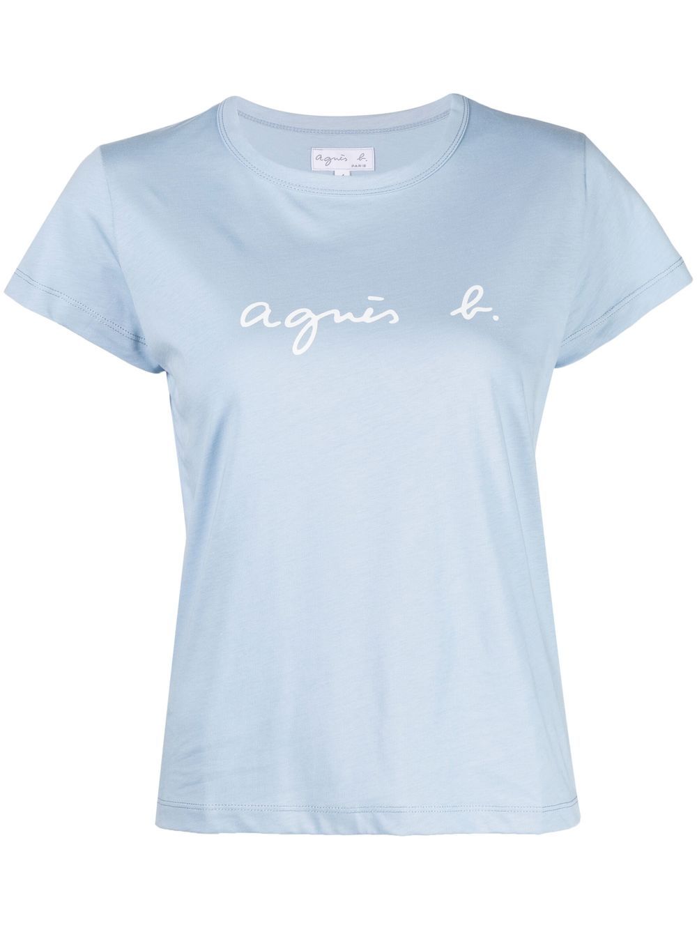 agnès b. logo印花棉T恤 - 蓝色