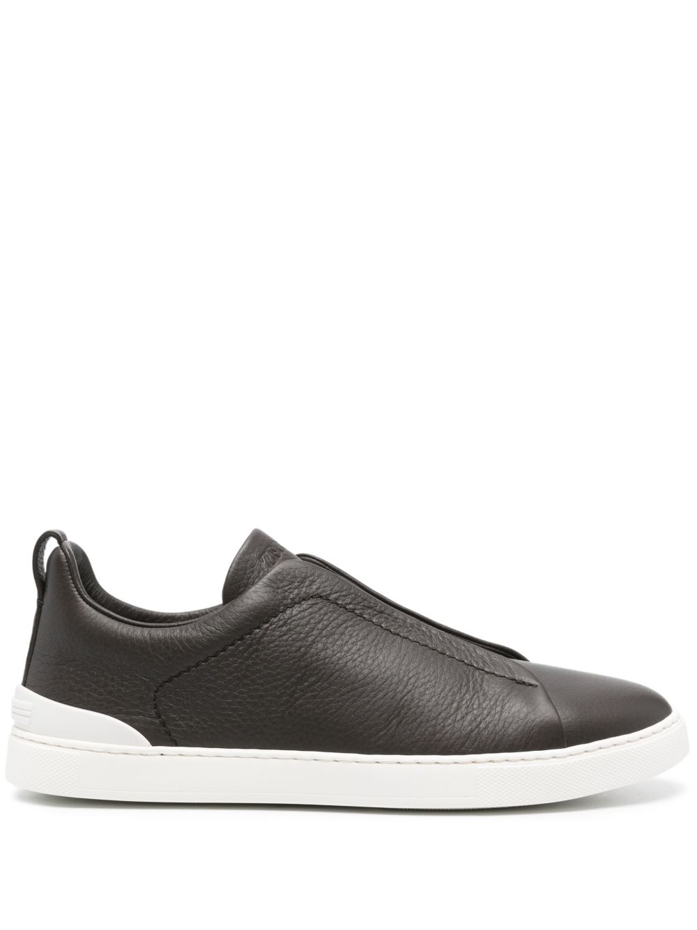Zegna Triple Stitch™ 皮质运动鞋 - 褐色