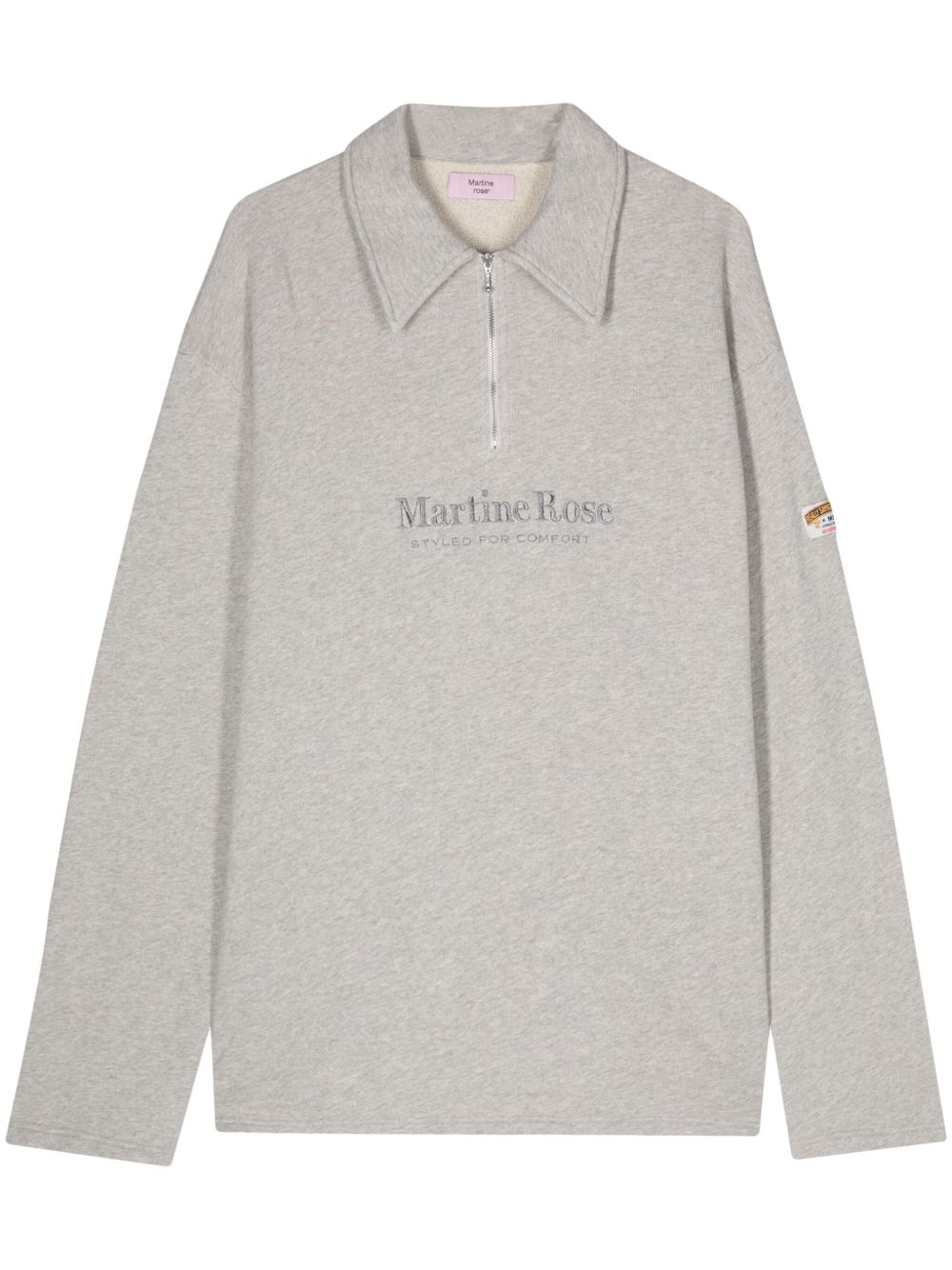 Martine Rose logo刺绣棉polo衫 - 灰色