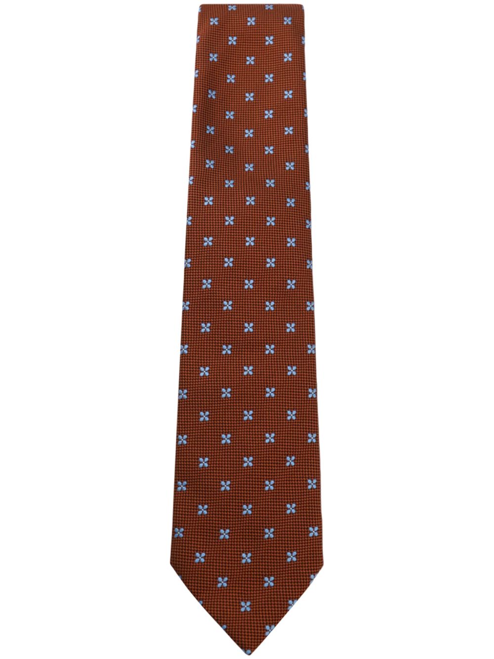 Zegna 图案提花领带 - 橘色