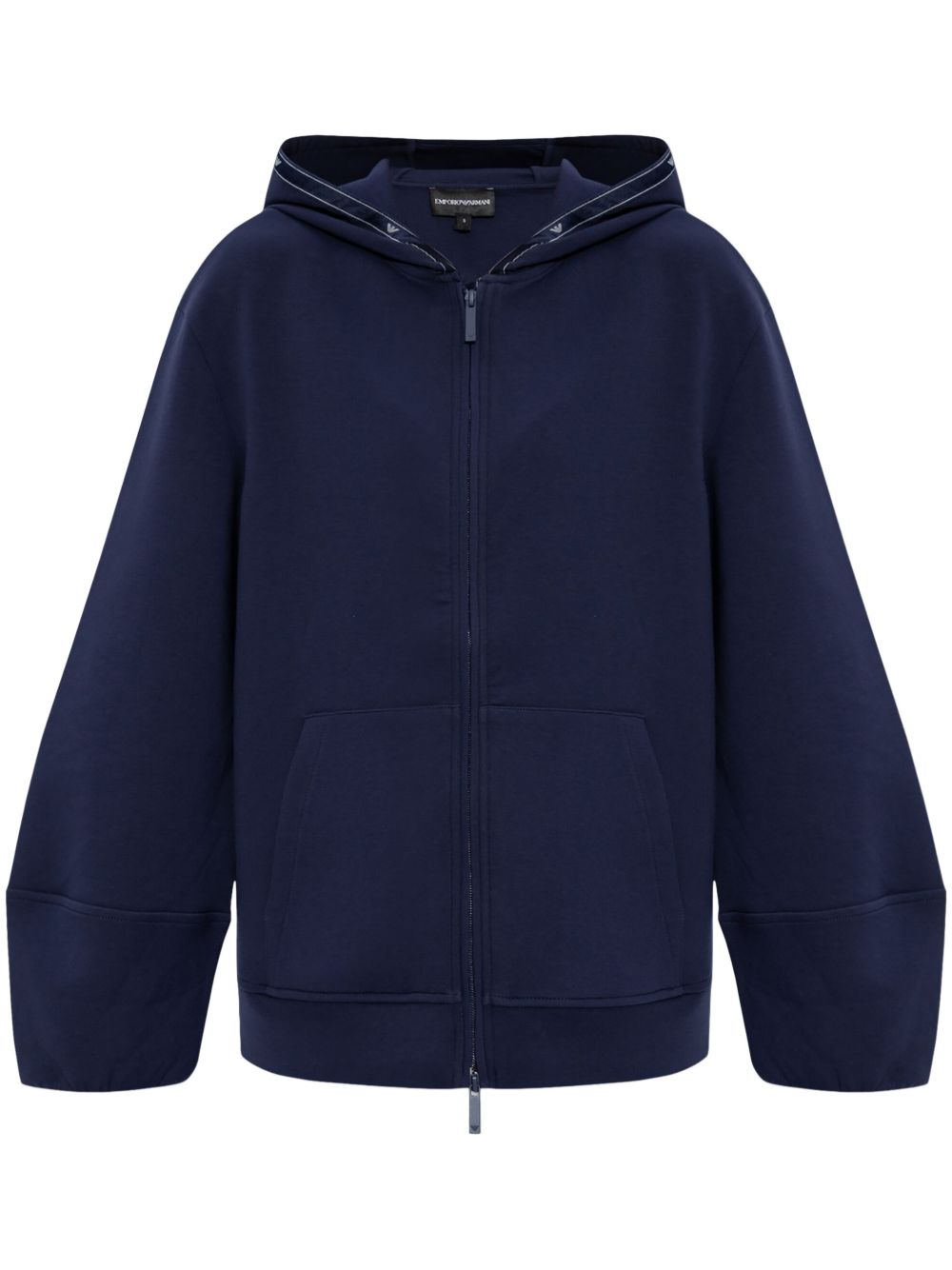 Emporio Armani logo边饰连帽衫 - 蓝色