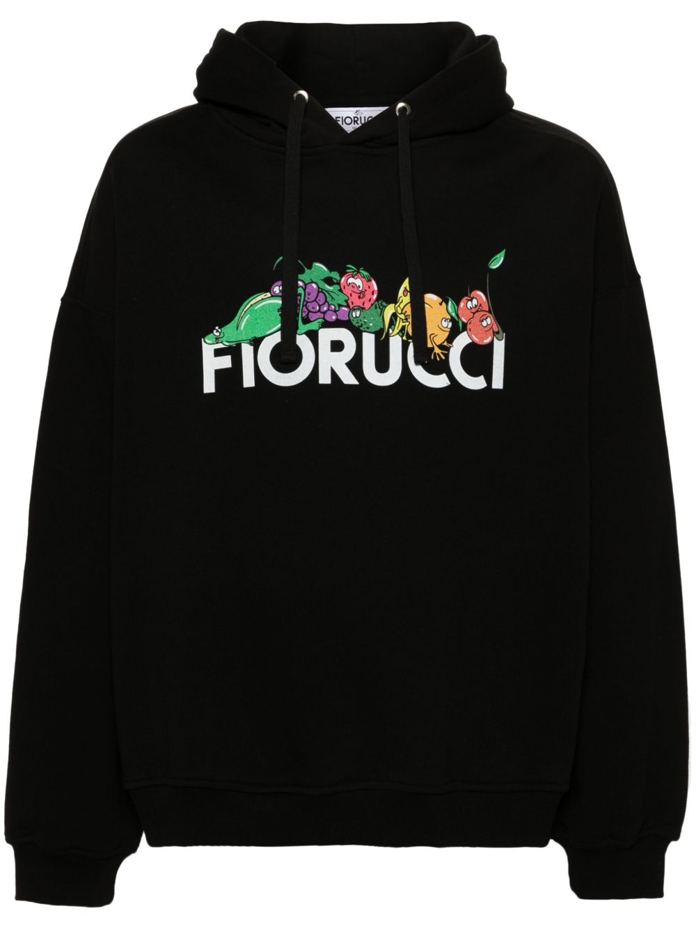 Fiorucci logo印花棉连帽衫 - 黑色