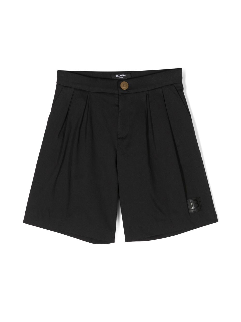 Balmain Kids 褶饰西装短裤 - 黑色