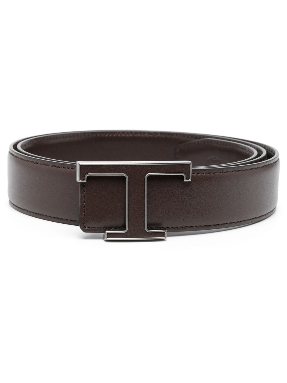 Tod's logo扣环皮质腰带 - 褐色