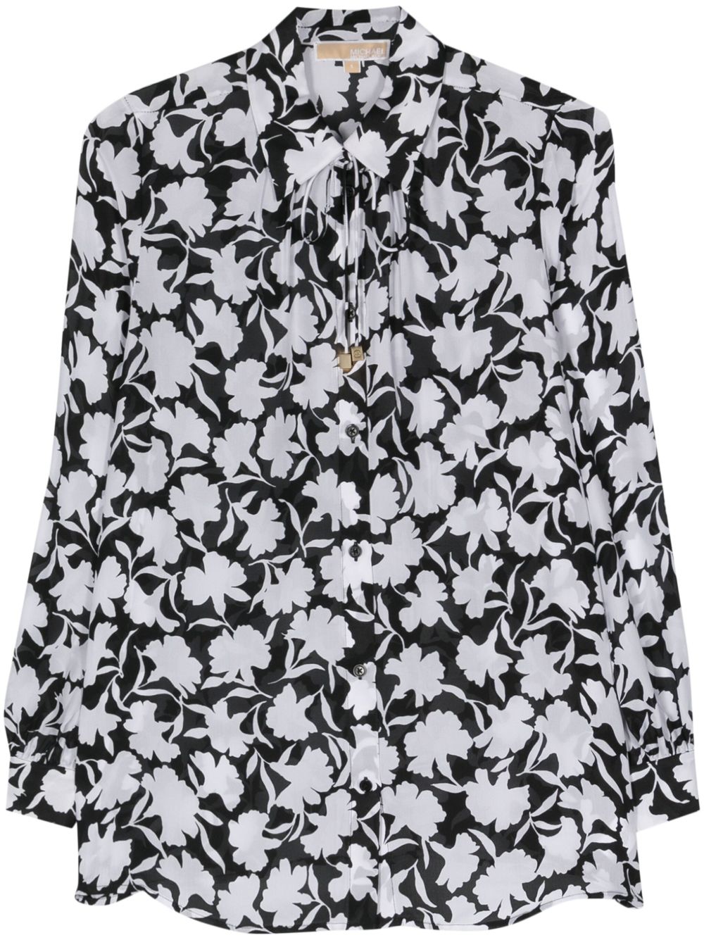 Michael Michael Kors Shadow Floral 绉纱衬衫 - 黑色