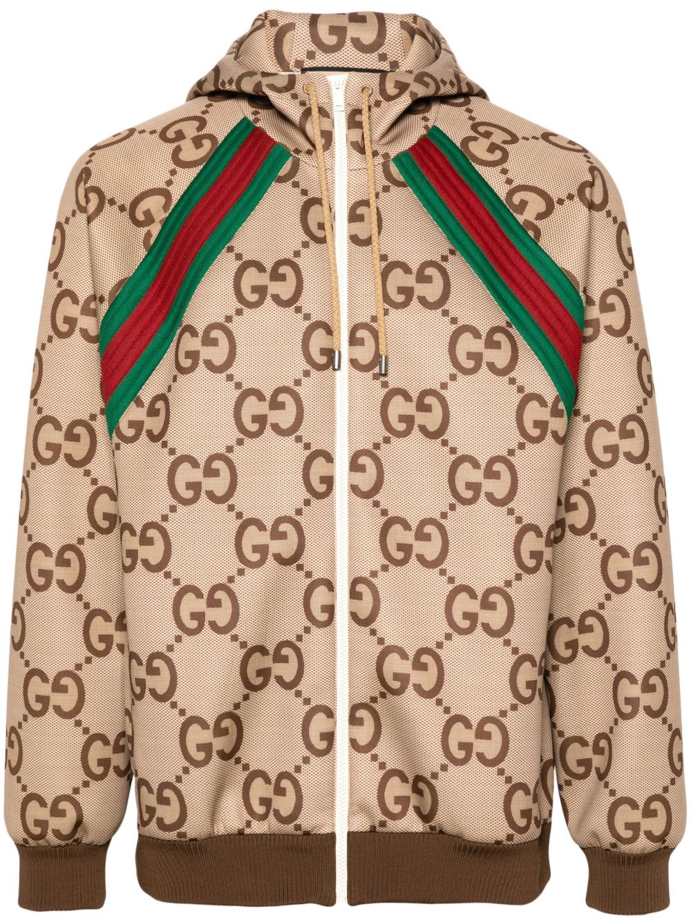 Gucci GG Supreme 连帽夹克 - 褐色