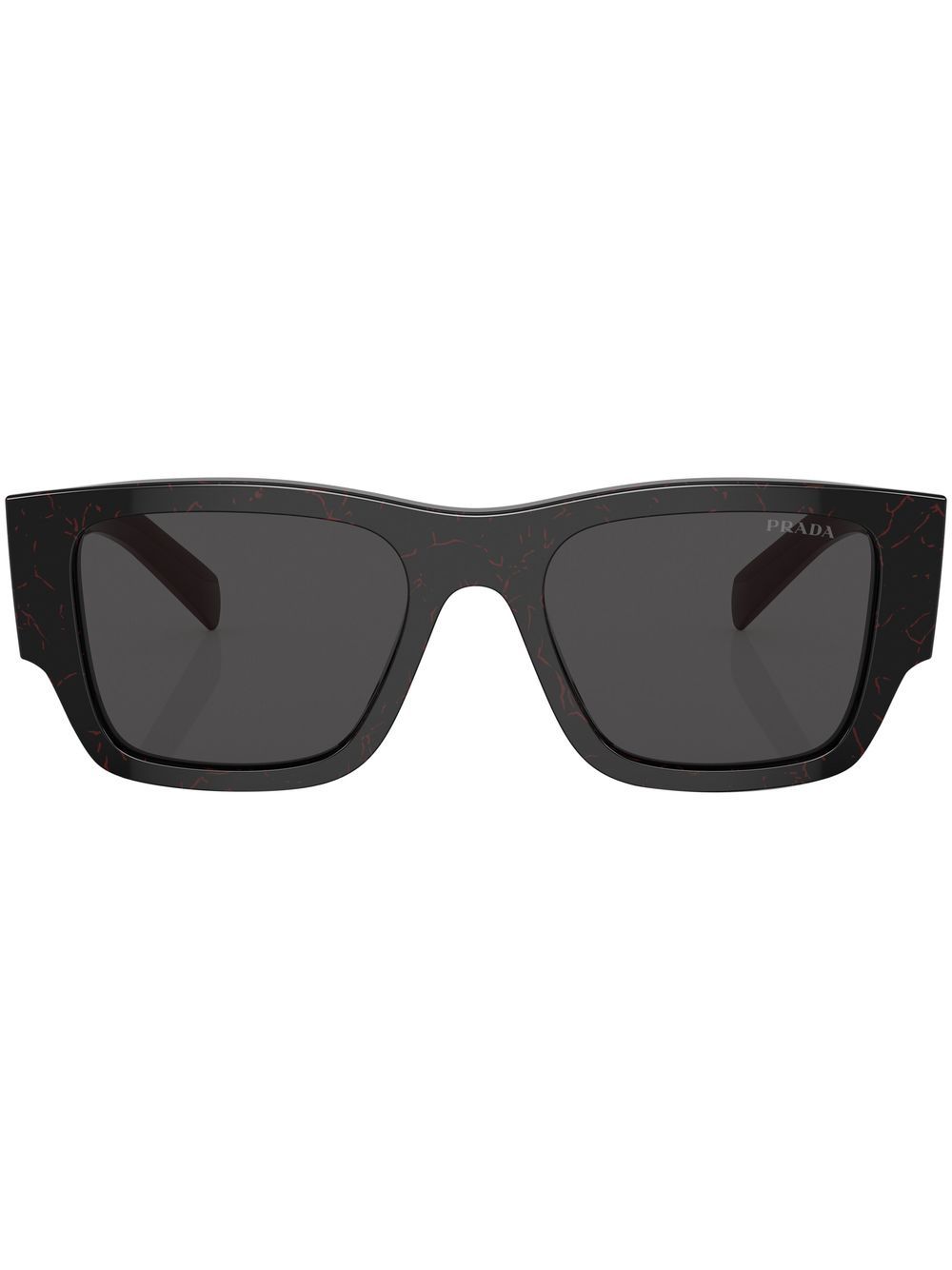 Prada Eyewear logo镜腿方框太阳眼镜 - 黑色