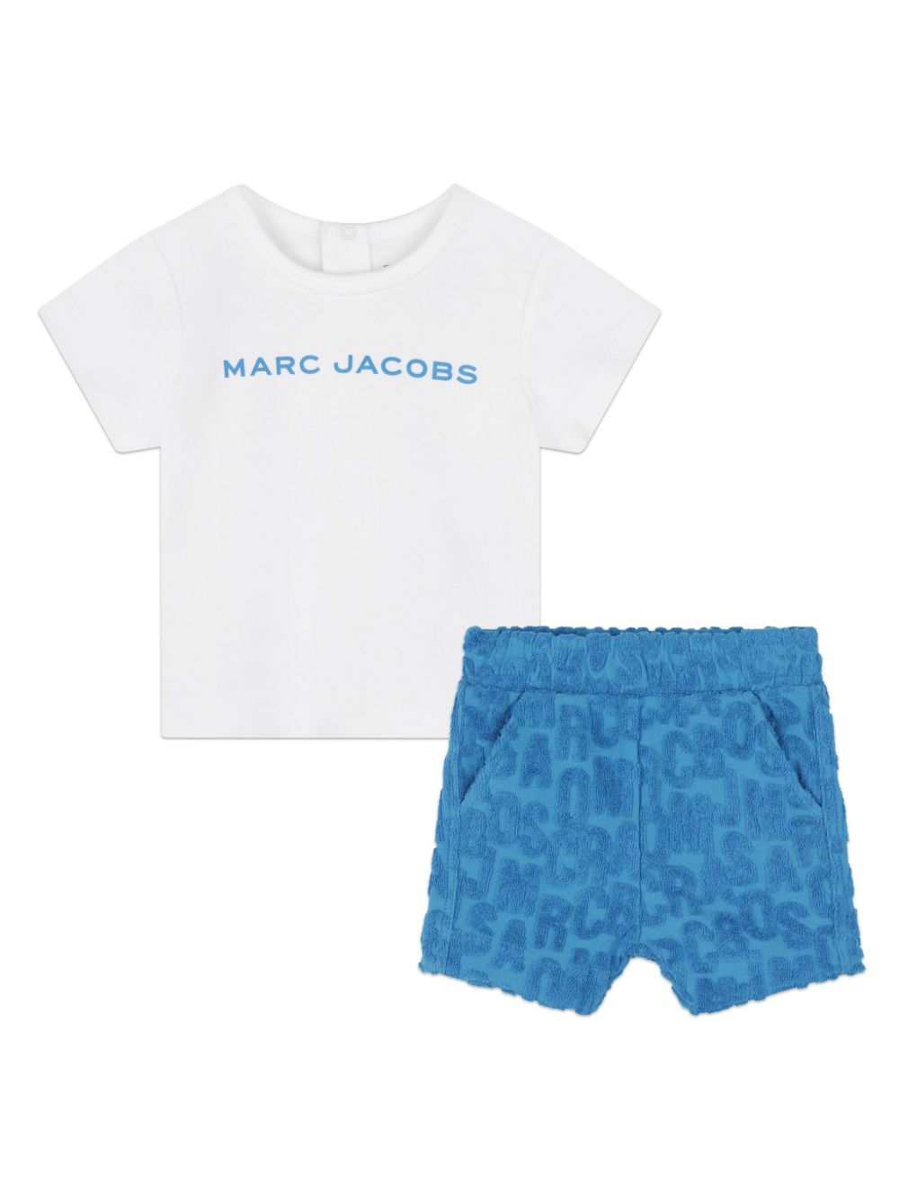 Marc Jacobs Kids logo印花棉混纺短裤套装 - 蓝色