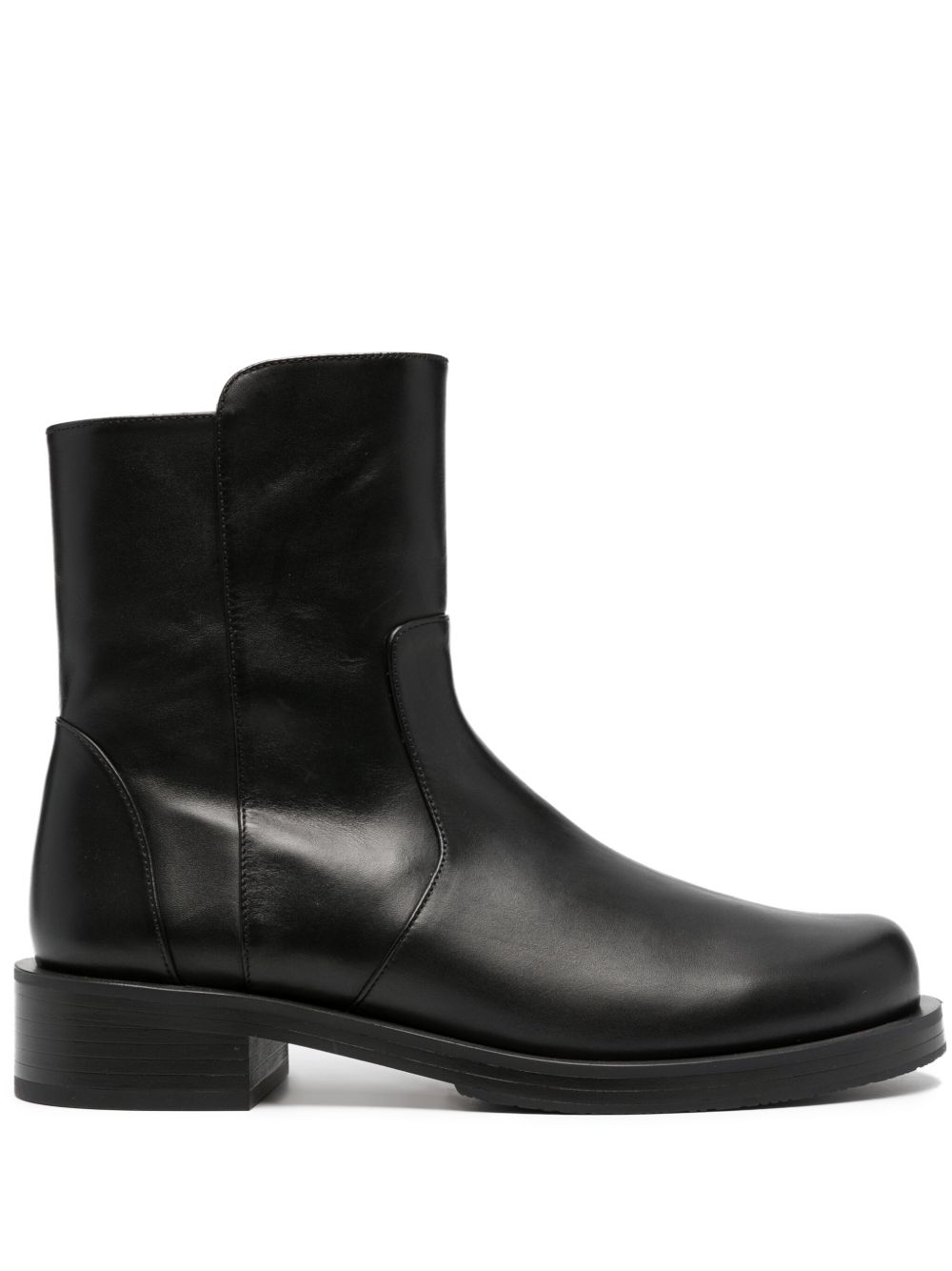 Stuart Weitzman 皮质低跟及踝靴 - 黑色