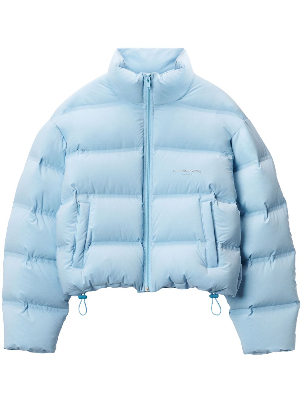 Alexander Wang logo提花短款蓬松夹克 - 蓝色