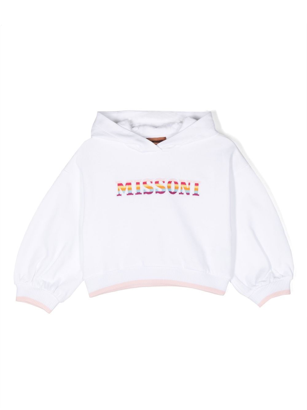 Missoni Kids 彩虹logo刺绣连帽衫 - 白色