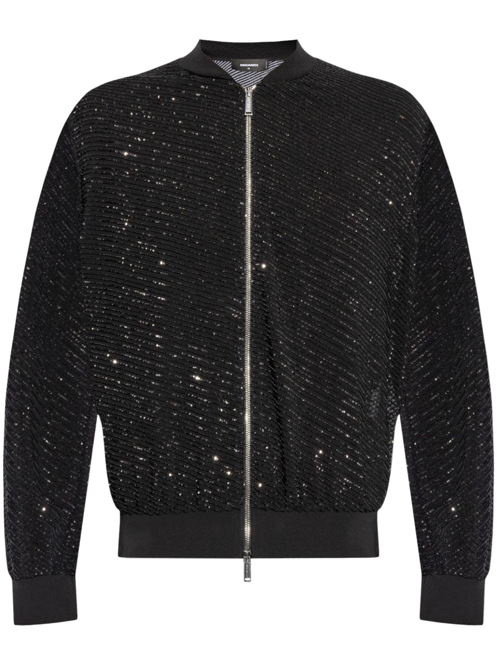 DSQUARED2 亮片飞行员夹克 - 黑色