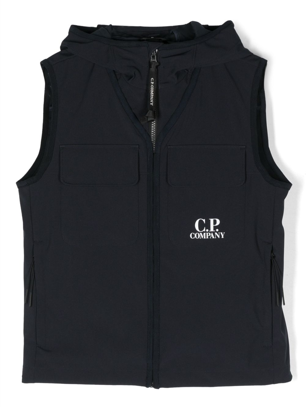 C.P. Company Kids logo印花连帽马甲 - 蓝色