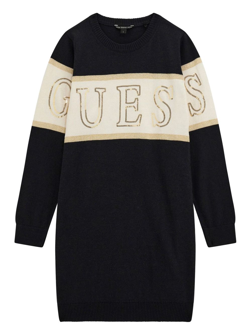 guess kids logo刺绣连衣裙 - 黑色