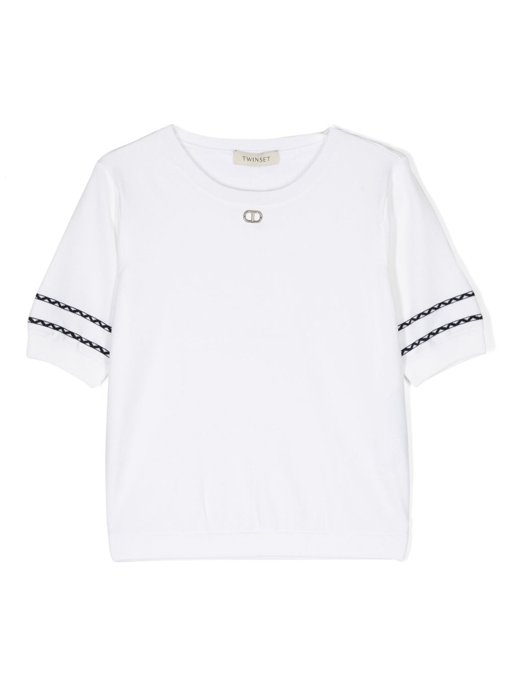 TWINSET Kids logo标牌短袖毛衣 - 中性色