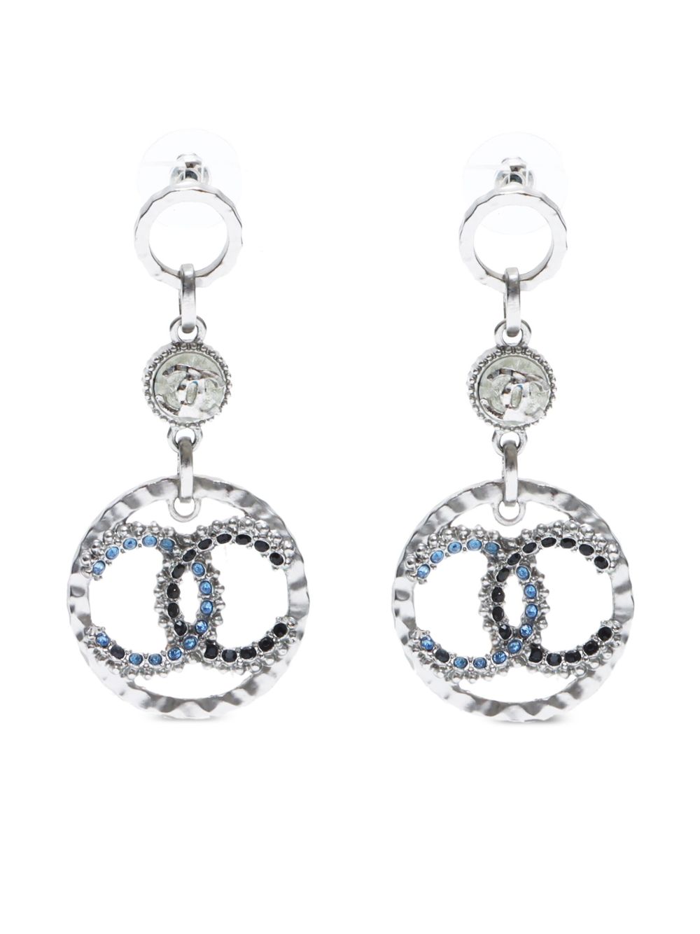 CHANEL Pre-Owned 镀银logo耳环（2019年典藏款） - 银色