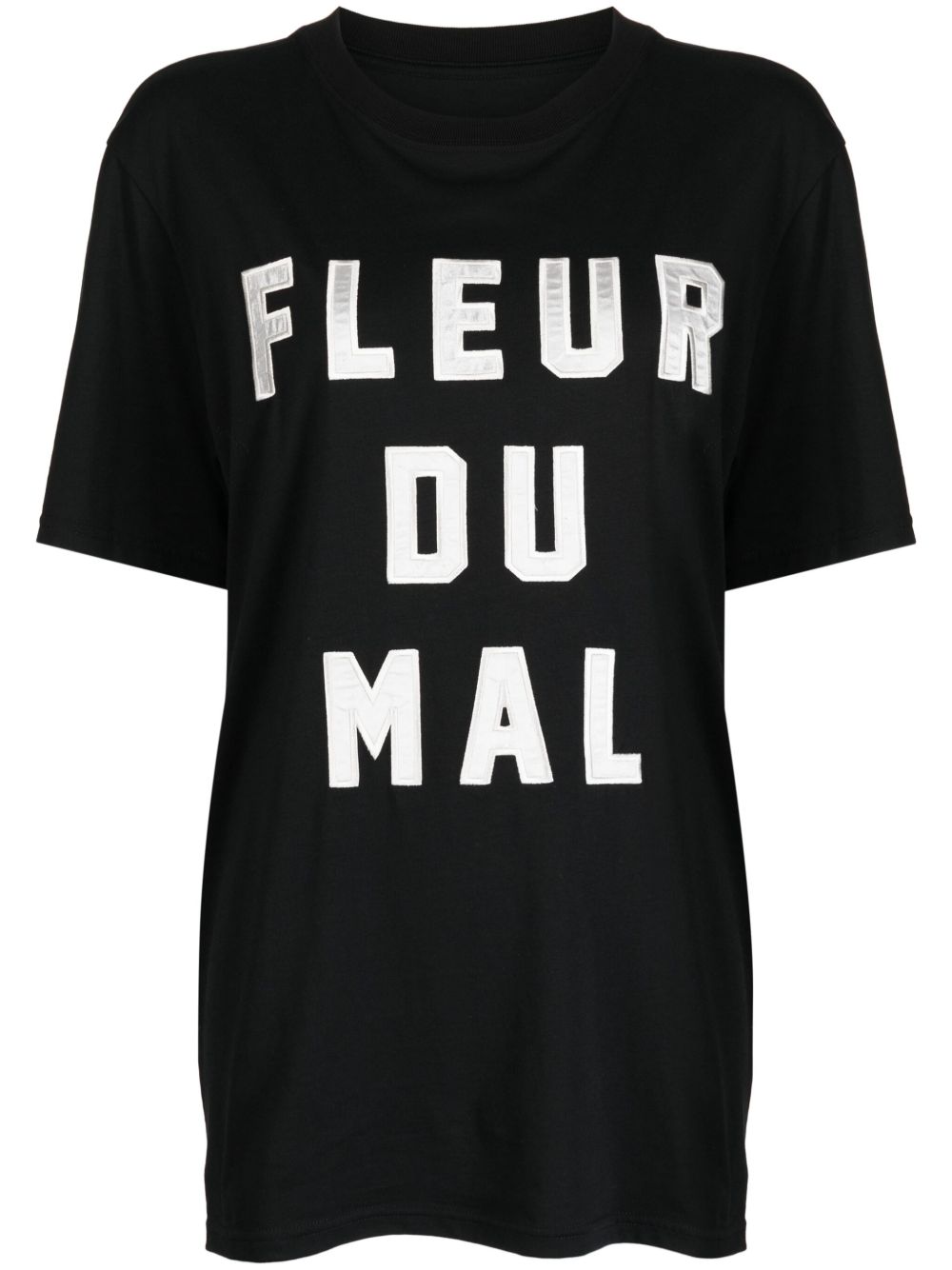 Fleur Du Mal logo刺绣平纹针织T恤 - 黑色