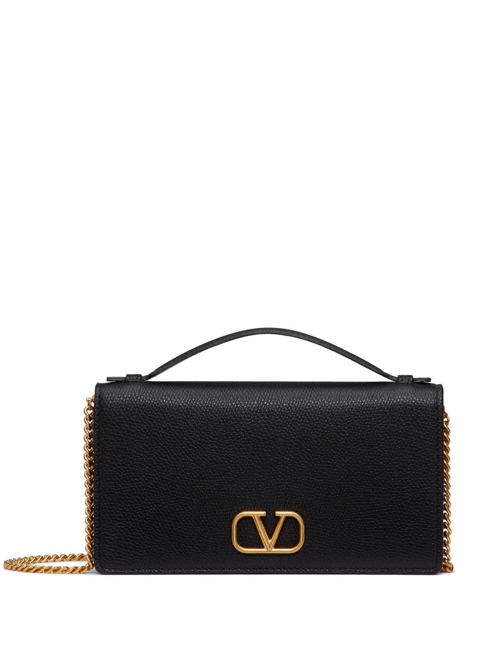 Valentino Garavani Vlogo Signature 皮质搭链钱包 - 黑色