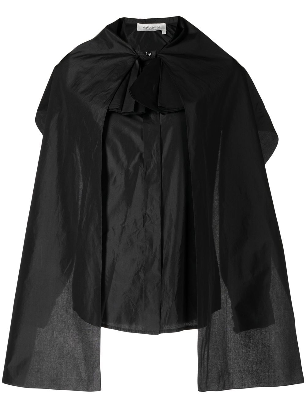 Saint Laurent Pre-Owned 斗篷分层式真丝罩衫 - 黑色