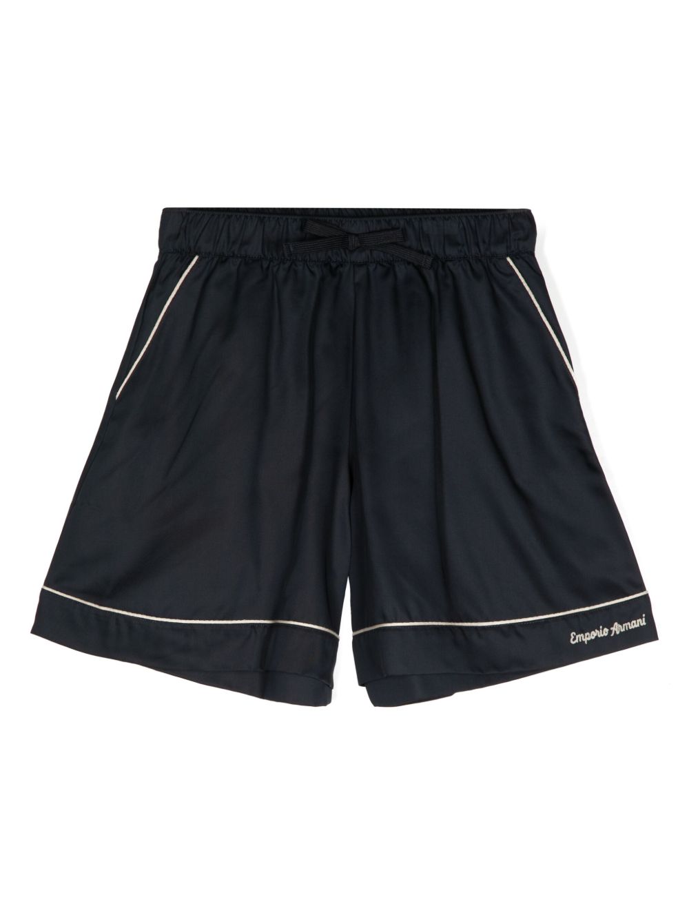 Emporio Armani Kids logo刺绣短裤 - 蓝色