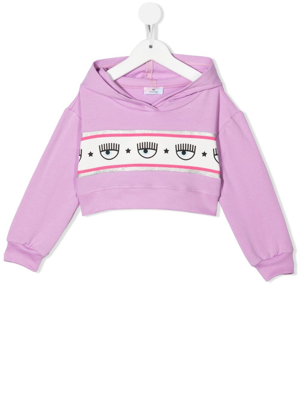 Chiara Ferragni Kids 眼睛印花短款连帽衫 - 紫色