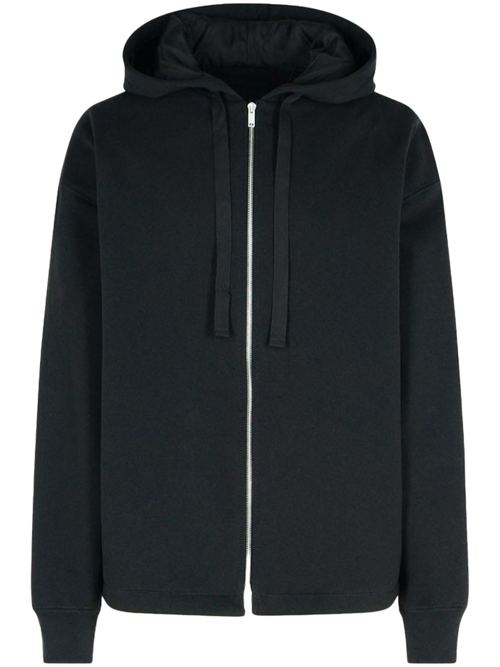 Jil Sander 拉链抽绳连帽衫 - 黑色