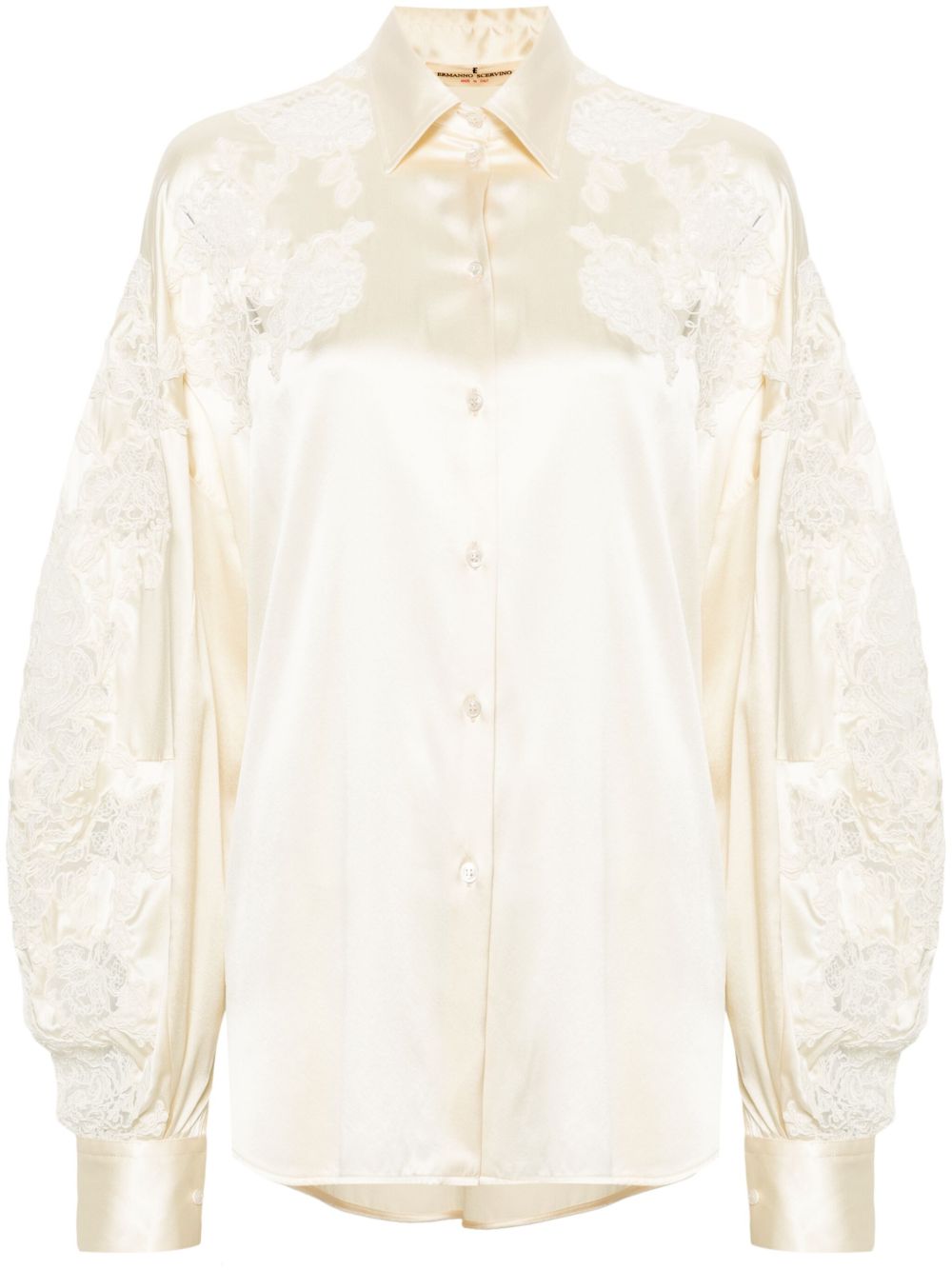 Ermanno Scervino 蕾丝拼接缎面衬衫 - 中性色