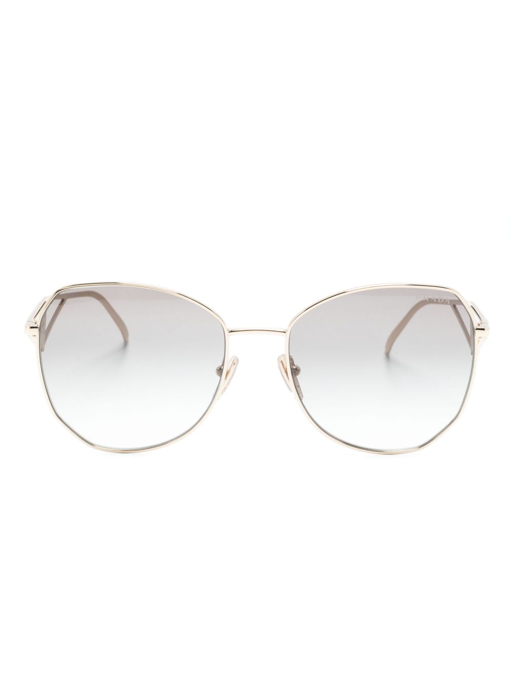 Prada Eyewear 三角形logo圆框太阳眼镜 - 金色