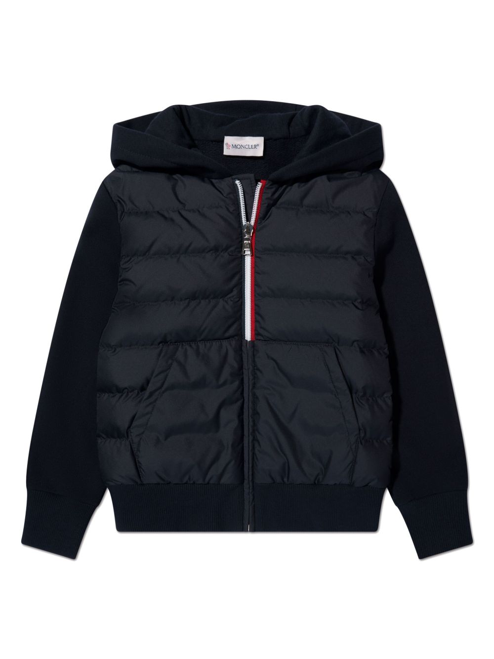 Moncler Enfant 拉链填充连帽衫 - 蓝色