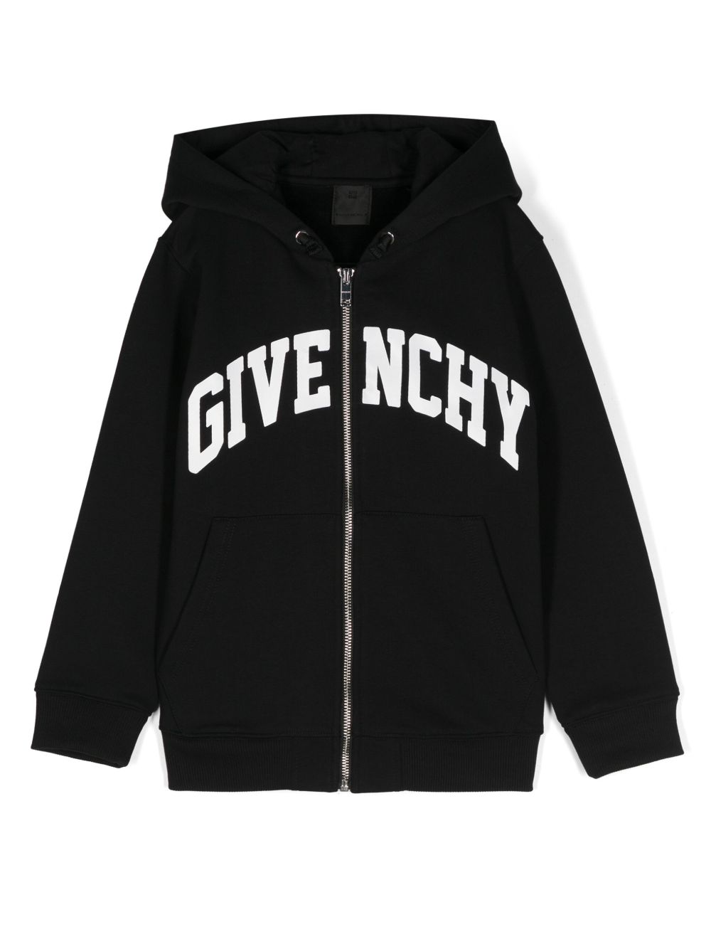 Givenchy Kids logo印花拉链连帽衫 - 黑色