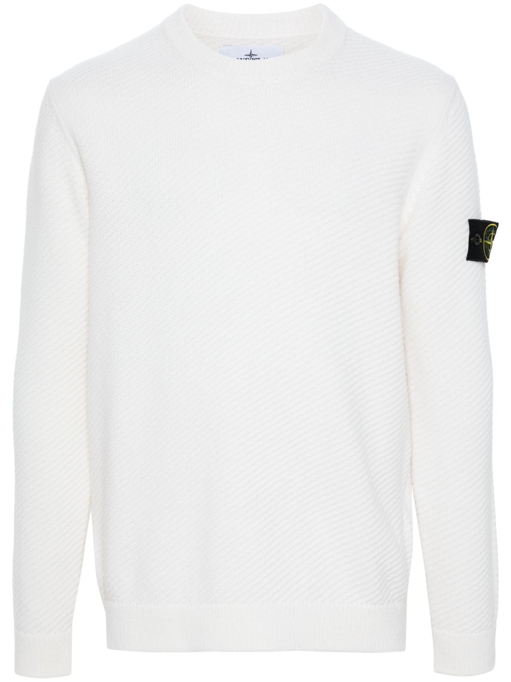 Stone Island 罗盘徽章羊毛毛衣 - 白色