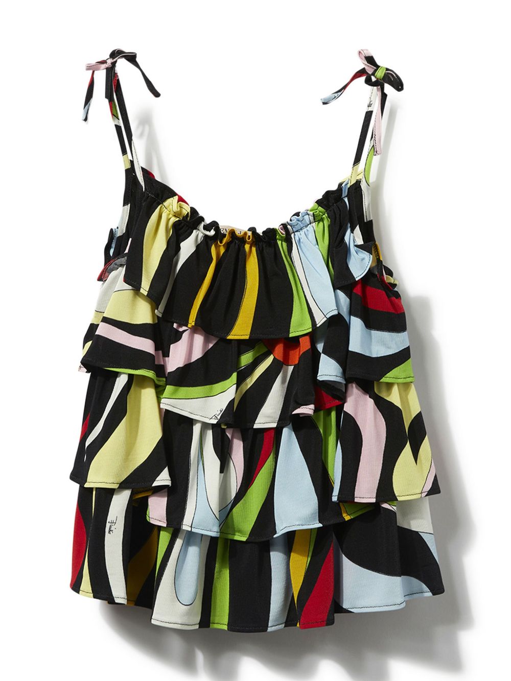PUCCI Junior Marmo 印花荷叶边上衣 - 黑色