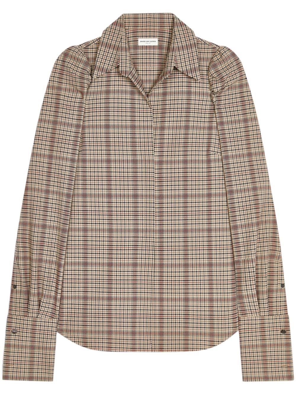 DRIES VAN NOTEN 卷边格纹衬衫 - 中性色