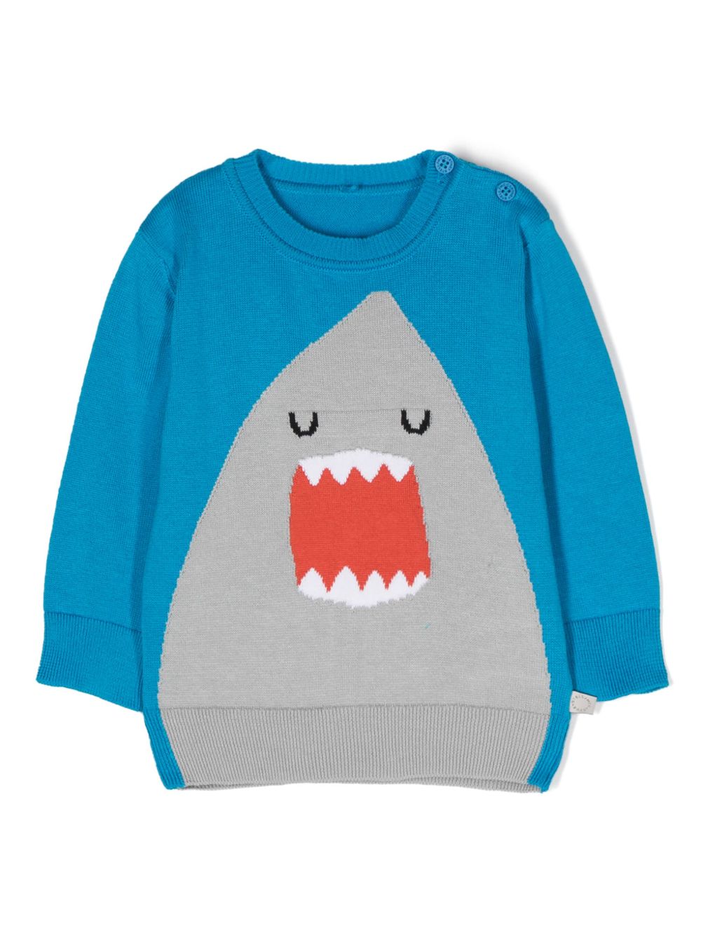 Stella McCartney Kids 鲨鱼图案针织毛衣 - 蓝色