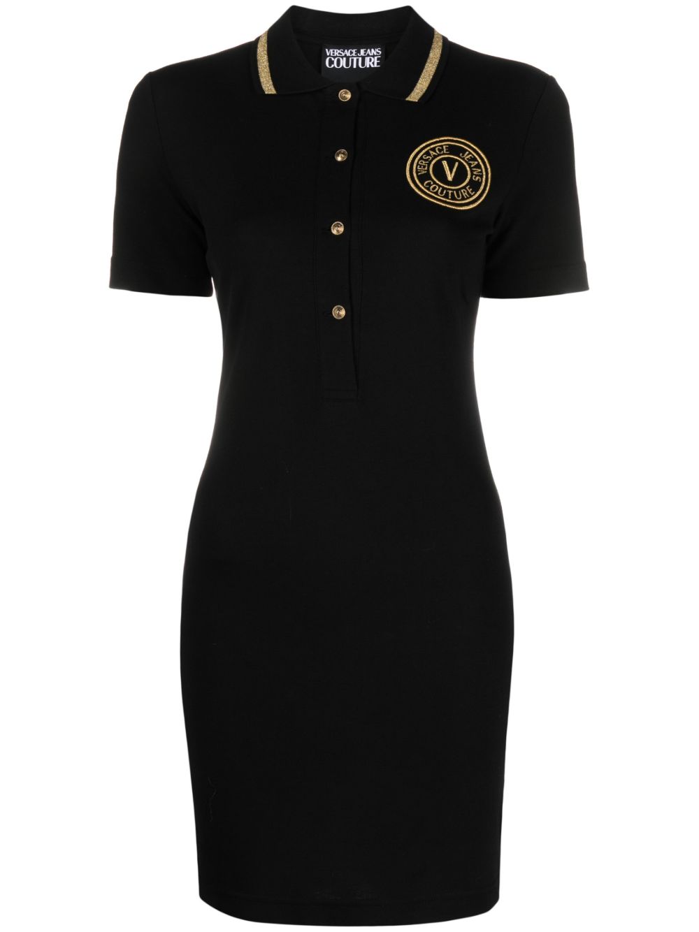 Versace Jeans Couture V-Emblem polo领迷你连衣裙 - 黑色