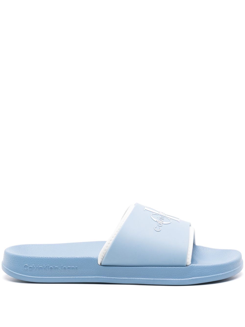 Calvin Klein Jeans logo细节分层式拖鞋 - 蓝色